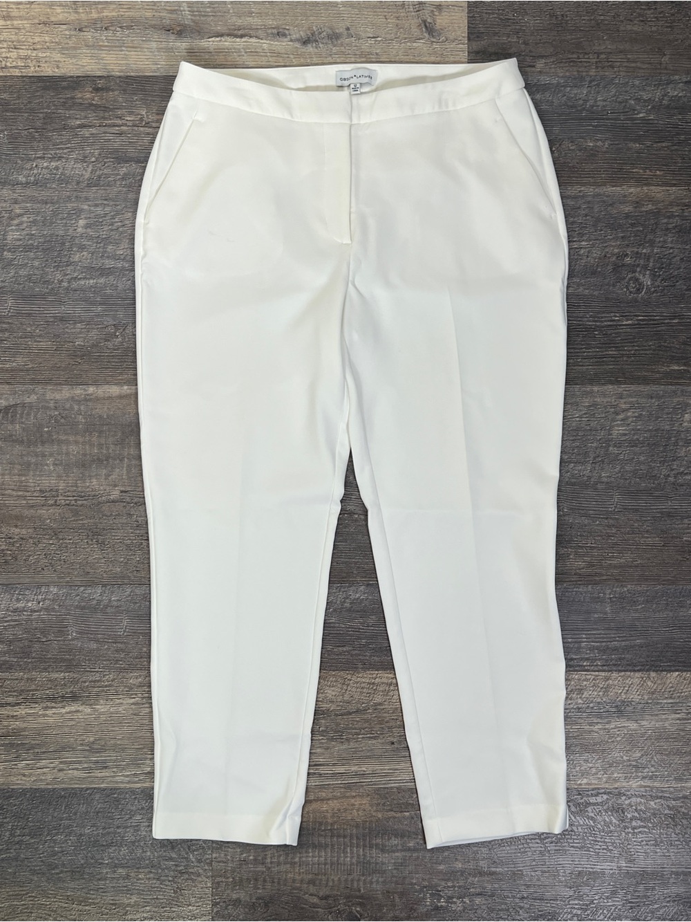 Gibson Latimer white straight leg dress pants size 12 B189